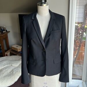 Black Wool Blend Talula Blazer with Intricate Gold Buttons